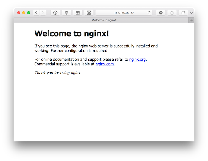 Nginxの初期表示画面